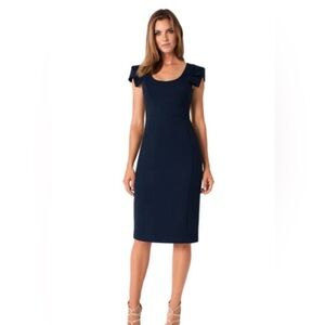 black halo amelie navy blue mermaid kiss sheath dress